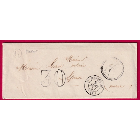 AUVE MARNE CAD TYPE 22 BOITE RURALE G HERPONT POUR GIVRY EN ARGONNE TAXE TAMPON 30