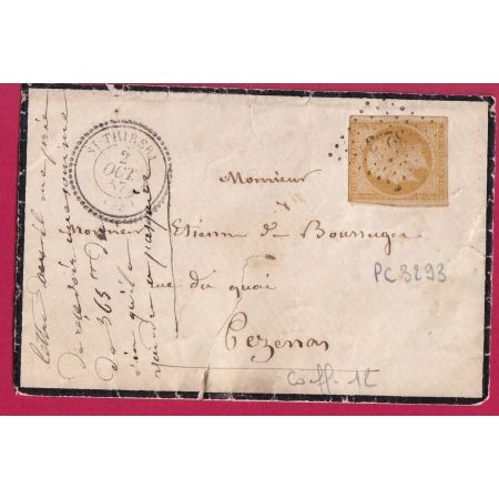 N°13 PC 3293 CAD TYPE 22 ST THIBERY HERAULT POUR PEZENAS 1857