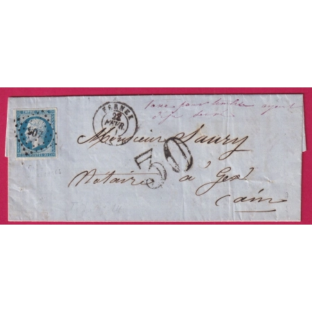 N°14 TAXE 30C TAMPON TIMBRE AYANT DEJA SERVI FERNEY AIN POUR GEX