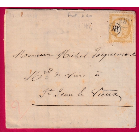 N°55 OBLITERATION OR PONT D'AIN POUR ST JEAN LE VIEUX