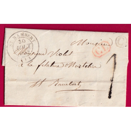 TAXE TAMPON FABRICATION LOCALE 1 ST RAMBERT AIN CL ROUGE + BOITE RURALE C CHALEY POUR ST RAMBERT