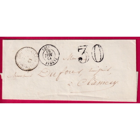 CAD TYPE 22 BRINON LES ALLEMANDS NIEVRE + T15 TANNAY TAXE TAMPON 30 POUR CLAMECY