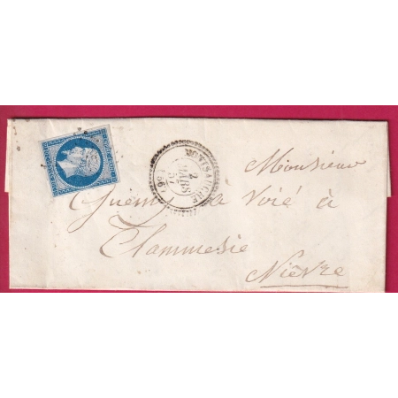 N°14 PC 2149 MONTSAUCHE NIEVRE CAD TYPE 22 POUR CLAMECY 1857