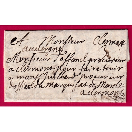 LETTRE DE ST TRIVIER AIN 1696 POUR CLERMONT PUY DE DOME