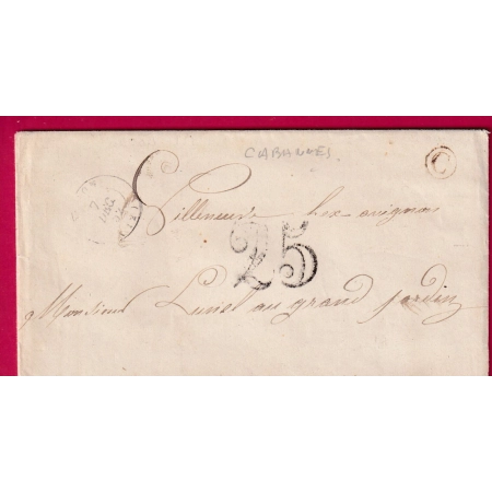 CAD TYPE 15 ORGON BOUCHES DU RHONE BOITE RURALE C CABANNES POUR VILLENEUVE LES AVIGNON 1852 TAXE TAMPON 25C