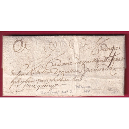 MARQUE A SEC DE GUINGAMP COTES DU NORD TEXTE DE TREGUIER 1741 POUR CHATEAULUN FINISTERE