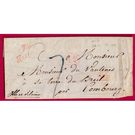 CURSIVE 72 ESSONNE SEINE ET OISE CURIOSITE BOITE RURALE A AU DOS POUR COMBOURG ILLE ET VILAINE