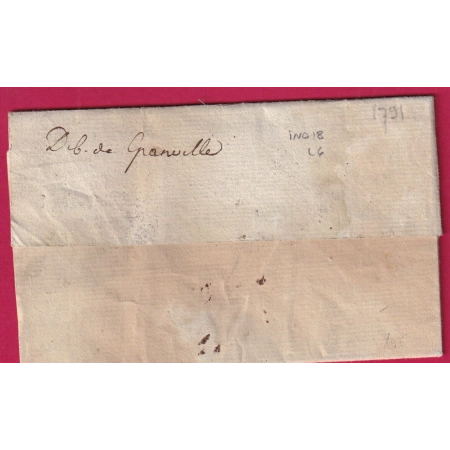 DEBOURSE MANUSCRIT DE GRANVILLE MANCHE LN°6 1791 INDICE 18 REEXP GRANVILLIERS OISE DEPART PARIS