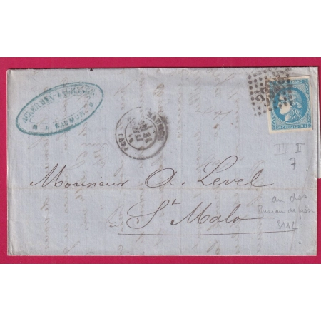 N°46B GC 3325 SAUMUR MAINE ET LOIRE POUR ST MALO ILLE ET VILAINE BUREAU PASSE 3112 RENNES