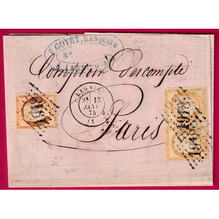 N°38 55 PAIRE GC 1918 LAGNIEU AIN 1875 POUR PARIS
