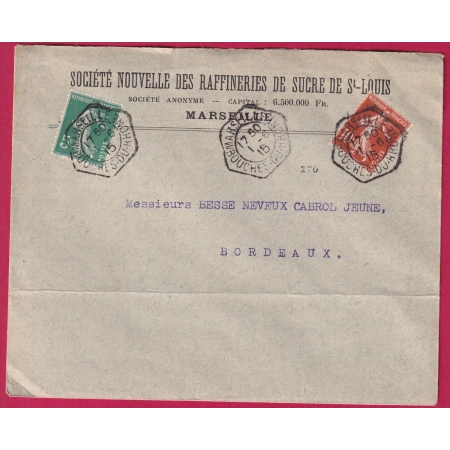 N°137 138 LEVEE EXCEPTIONNELLE MARSEILLE BOUCHES DU RHONE 1915 POUR BORDEAUX