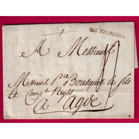 MARQUE CASTELNAUDARY AUDE 1791 POUR AGDE HERAULT