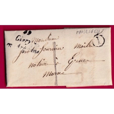 CURSIVE 49 GIVRY EN ARGONNE TAXE LOCALE 1 BOITE RURALE I NOIRLIEU POUR EPENSE 1857