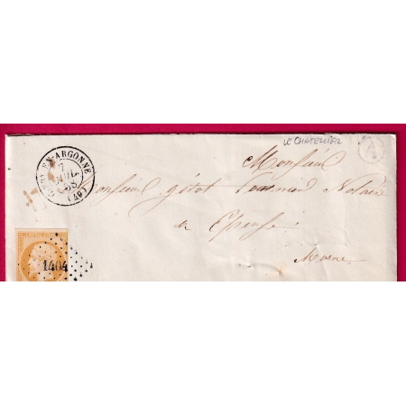 N°13 PC 1404 GIVRY EN ARGONNE MARNE BOITE RURALE A LE CHATELLIER POUR EPENSE