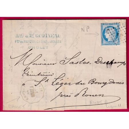 N°60 CONVOYEUR STATION CHOLET MAINE ET LOIRE POUR ST LEGER DU BOURG DENIS SEINE INFERIEURE