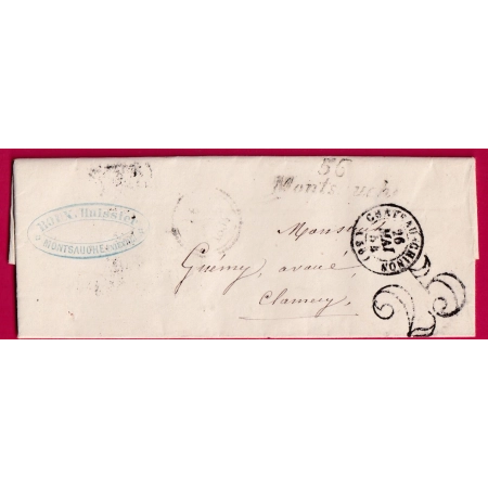 CURSIVE 56 MONTSAUCHE NIEVRE 1854 POUR CLAMECY INDICE 9