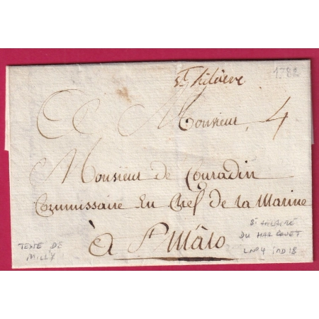 MARQUE MANUSCRIT ST HILAIRE DU HARCOUET MANCHE TEXTE DE MILLY LN°4 INDICE 18 ST MALO ILLE ET VILAINE