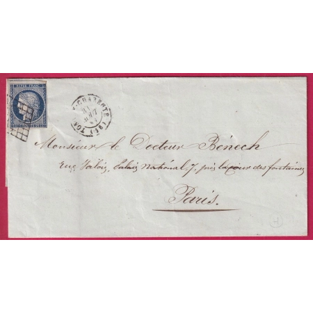 N°4 GRILLE TONNAY CHARENTE MARITIME INFERIEURE 1851 POUR PARIS INDICE 13