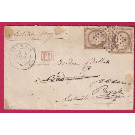 N°56 X2 GC 2930 PONT D'AIN POUR BUDAPEST HONGRIE VIA WIEN AUTRICHE 1875
