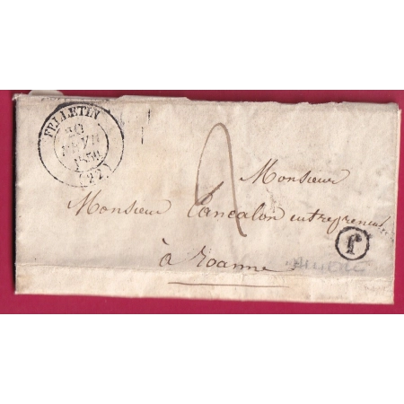 CAD TYPE 14 FELLETIN CREUSE BOITE RURALE J VALLIERES 1850