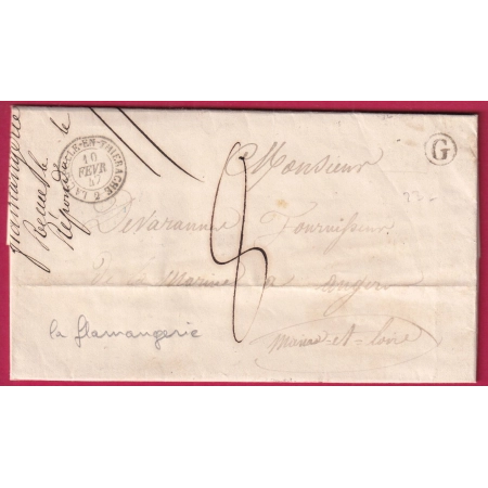CAD TYPE 15 LA CAPELLE EN THIERACHE AISNE 1847 BOITE RURALE G LA FLAMANGERIE POUR ANGERS MAINE ET LOIRE