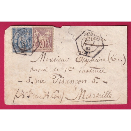 N°67 90 LEVEE EXCEPTIONNELLE BORDEAUX GIRONDE LEVEE E1 POUR MARSEILLE 1883