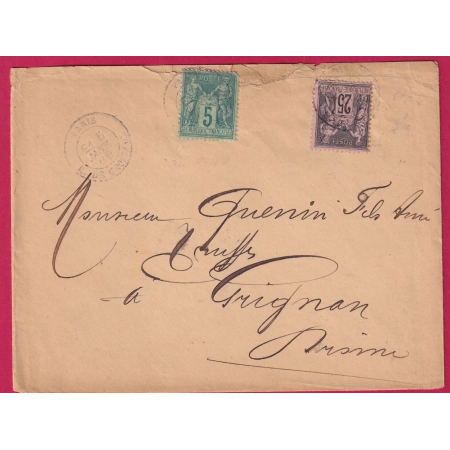 N°75 97 PAIRE LEVEE EXCEPTIONNELLE PARIS R DE CHOISEUL LEVEE E1 1883 POUR GRIGNAN DROME