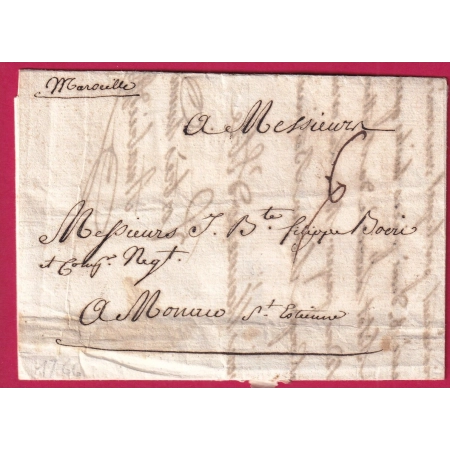 MARQUE MANUSCRIT MARSEILLE 1766 BOUCHES DU RHONE POUR MONACO