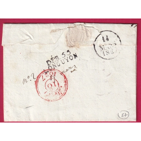 DEBOURSE DEB 55 LONGUYON MOSELLE 1827 DEPART CHARLEVILLE ARDENNES REEXP PARIS