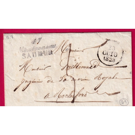DOUBLE CURSIVE MONTSOREAU SAUMUR INDICE 20 MAINE ET LOIRE 1828 INDICE 18 POUR ROCHEFORT