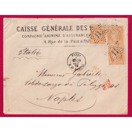 N°38 X3 PARIS ETOILE 11 R ST HONORE POUR NAPLES ITALIE TRIPLE PORT
