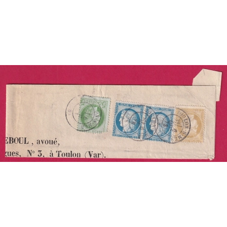 N°53 59 60 PAIRE CAD TYPE 17 TOULON VAR SUR GRAND FRAGMENT TARIF PAPIERS AFFAIRES