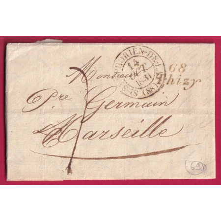 CURSIVE 68 THIZY RHONE CAD TYPE 13 ST SYMPHORIEN DE LAY LOIRE 1831 MARSEILLE