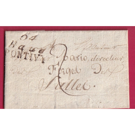 DOUBLE CURSIVE 54 BAUD PONTIVY MORBIHAN 1828 POUR SALLES INDICE 19