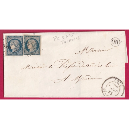 N°4 2 COULEURS BLEU + BLEU SUR JAUNE PC 3395 CAD TYPE 14 TOURNUS + OR POUR MACON