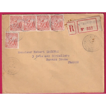GUYANNE RECOMMANDE ST LAURENT DU MARONI POUR ROMANS DROME 1927
