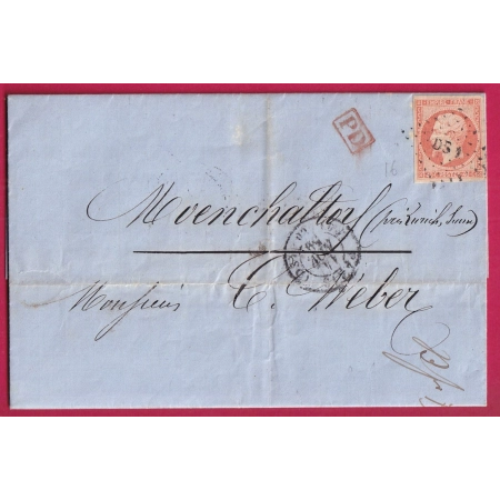 N°16 PARIS DS1 60 DS1 LOSANGE DS1 POUR ZURICH SUISSE