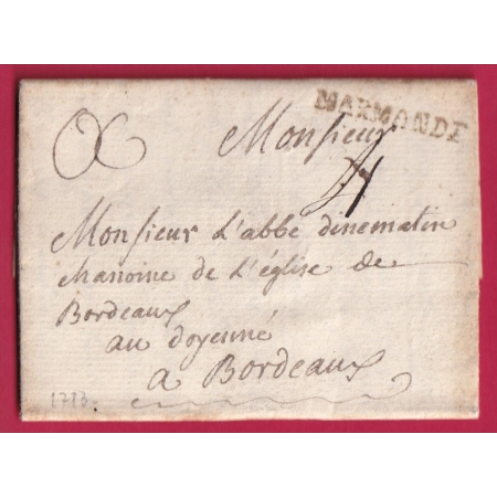 MARQUE MARMANDE LOT ET GARONNE LENAIN N°4 1783 POUR BORDEAUX INDICE 12