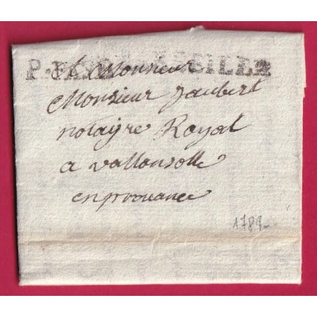 MARQUE PORT PAYE MARSEILLE BOUCHES DU RHONE LENAIN N°15 1789 INDICE 16 POUR VALENSOLE BASSES ALPES