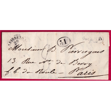 CAD TYPE 12 CREISSENSAC CRESSENSAC LOT OR CROZE ?? DECIME RURAL TAXE TAMPON 8 1844 POUR PARIS