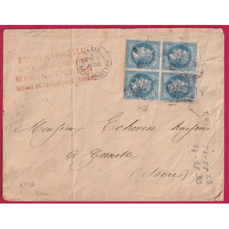 N°29 BLOC DE 4 PARIS ETOILE 16 R DE PALESTRO POUR GRENOBLE ISERE