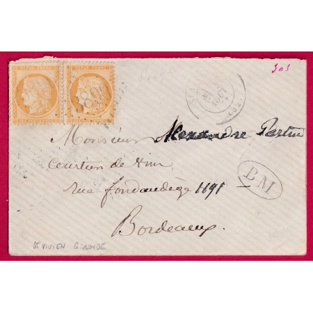 N°36X2 GC 3899 ST VIVIEN GIRONDE POUR BORDEAUX BM BOITE MOBILE AU DOS CONVOYEUR STATION PAUILLAC