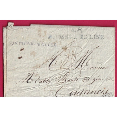 MARQUE 48 STE MERE EGLISE MANCHE EN VERT POUR COUTANCES RARE NON SIGNALE PAS POTHION BELLE COULEUR VERTE DE LA MARQUE