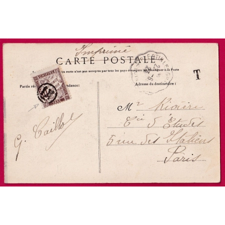 TIMBRE TAXE ANNULATION CERCLE IX TAXE DUVAL 10C BRUB 1923 CARTE POSTALE TOUL-AN-HERY PLESTIN LES GREVES COTE DU NORD