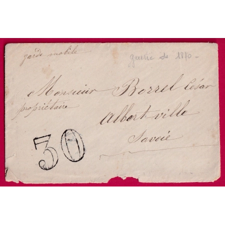 GUERRE 1870 LETTRE POUR ALBERTVILLE SAVOIE GARDE MOBILE
