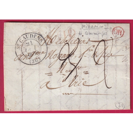 CAD TYPE 13 ST GAUDENS HAUTE GARONNE OR ROUGE MIRAMONT DE COMMINGES TAXE MODIFIEE POUR TRIE LETTRE COVER FRANCE