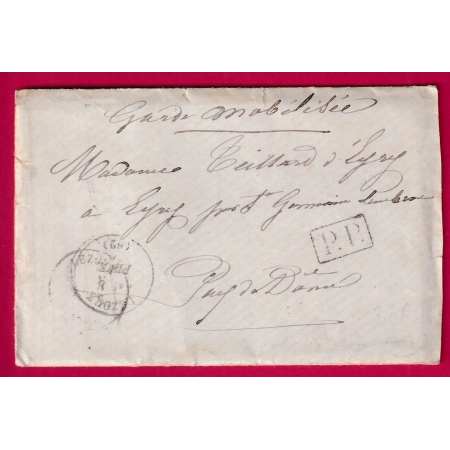 GUERRE 1870 CAD TYPE 16 LEZOUX PUY DE DOME GARDE MOBILISEE POUR ST GERMAIN LEMBRON LETTRE COVER FRANCE