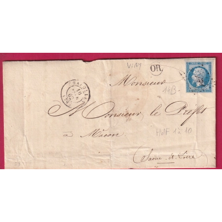 N°14B BDF PC 754 CHAROLLES SAONE ET LOIRE OR DE VIRY POUR MACON LETTRE COVER FRANCE