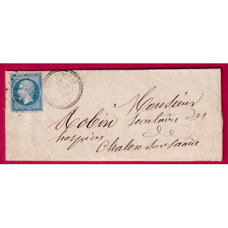 N°22 GC 2419 MONT ST VINCENT SAONE ET LOIRE CAD TYPE 22 POUR CHALON SUR INDICE 10 LETTRE COVER FRANCE