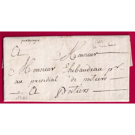 LETTRE EN PORT PAYE LE MOUTIERS SUREMENT DE JUIGNE DES MOUTIERS LOIRE ATLANTIQUE MENTION DE ANGERS MAINE ET LOIRE TEXTE